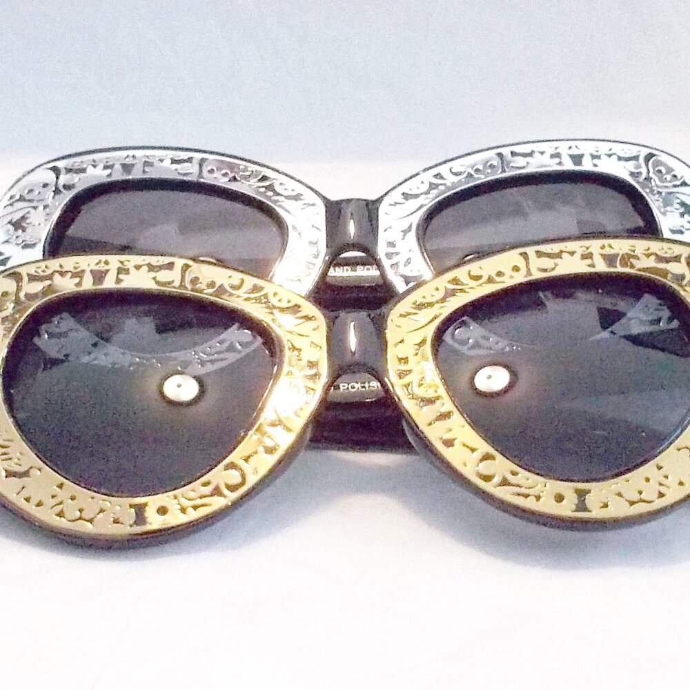 SUNGLASSES GOLD OR SILVER METALLIC FILIGREE FRONTS UNIQUE AND BEAUTIFUL!